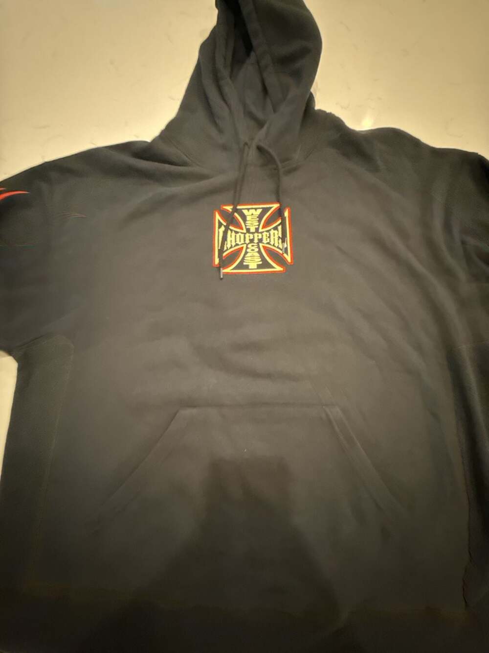 West Coast Choppers Black Flame Cross Hoodie XL Jesse James